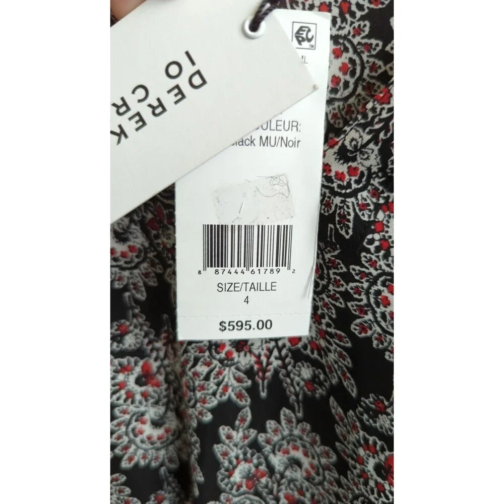DEREK LAM 10 CROSBY Smocked Silk Floral Print Long Sleeve Mini Dress Sheer NWT 4 - Picture 10 of 11